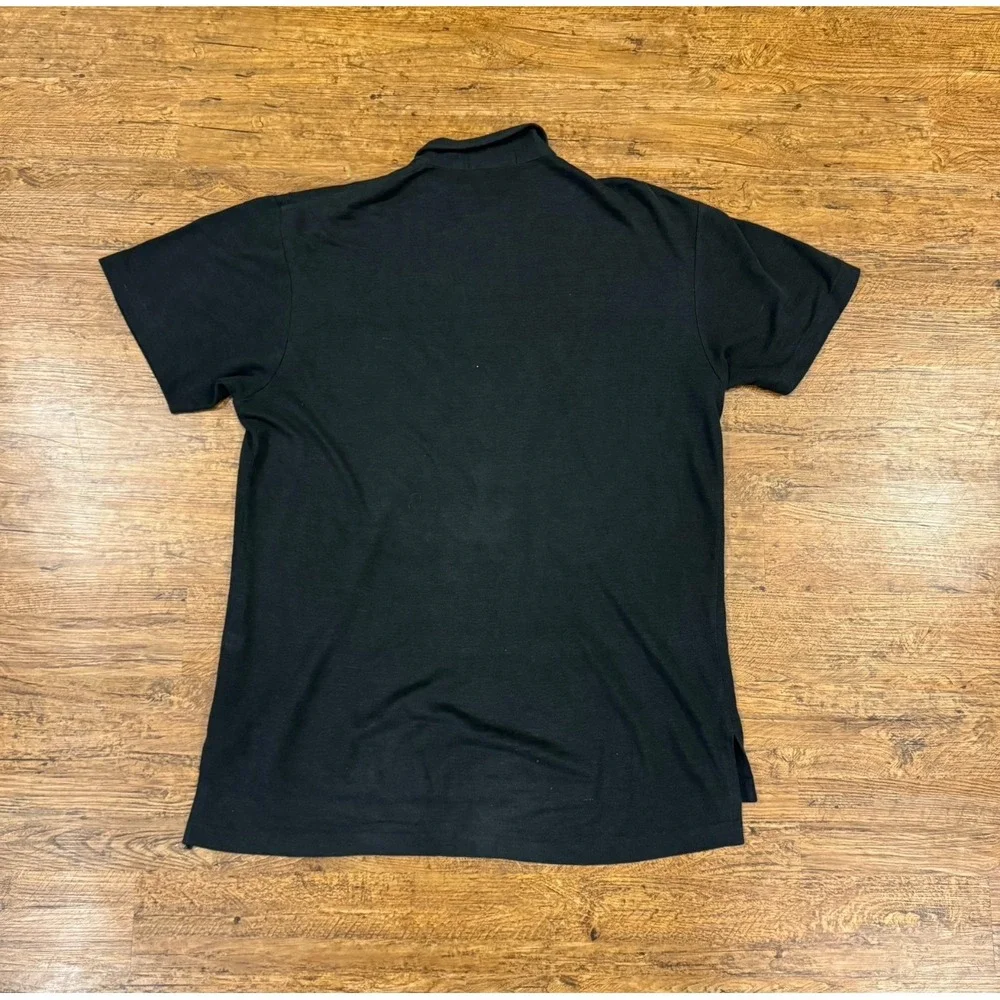 Vintage Polo Ralph Lauren Black 100% Linen Casual Short Sleeve Polo Shirt‎ Men M